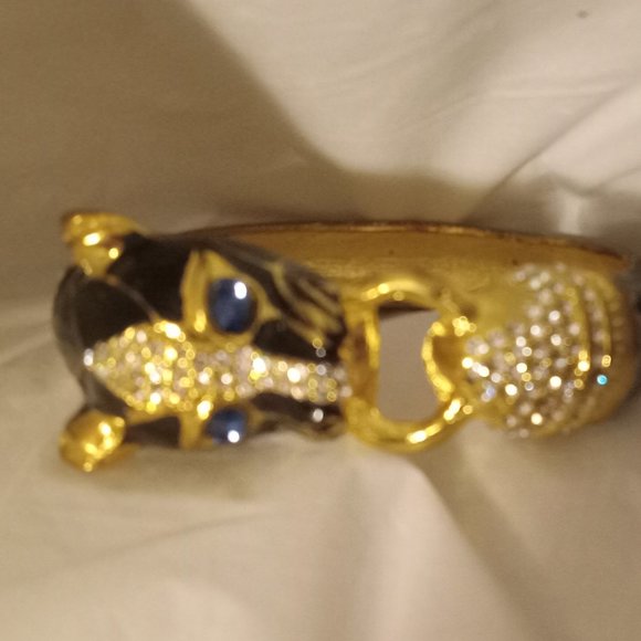 Kenneth Jay Lane KJL gold black crystal enamel animal bracelet as new - Picture 3 of 6